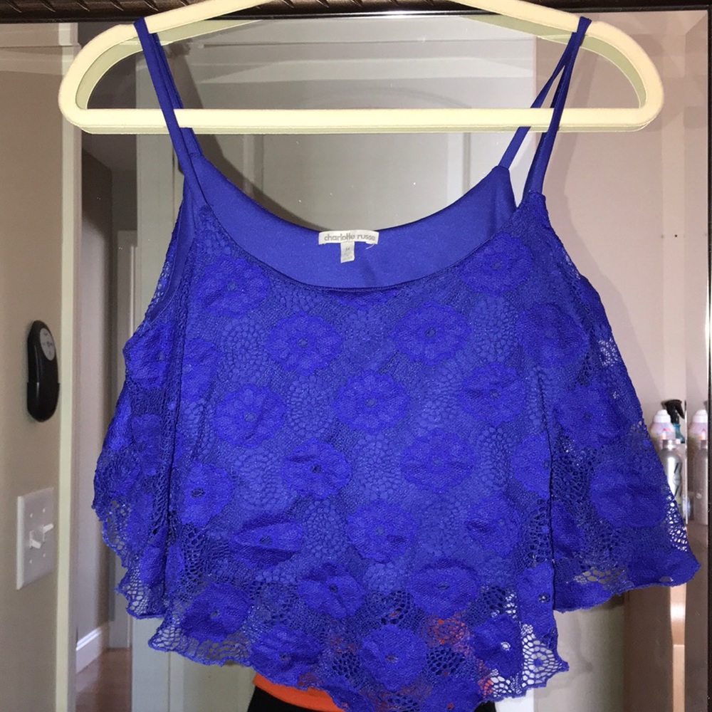 Royal blue lace crop top